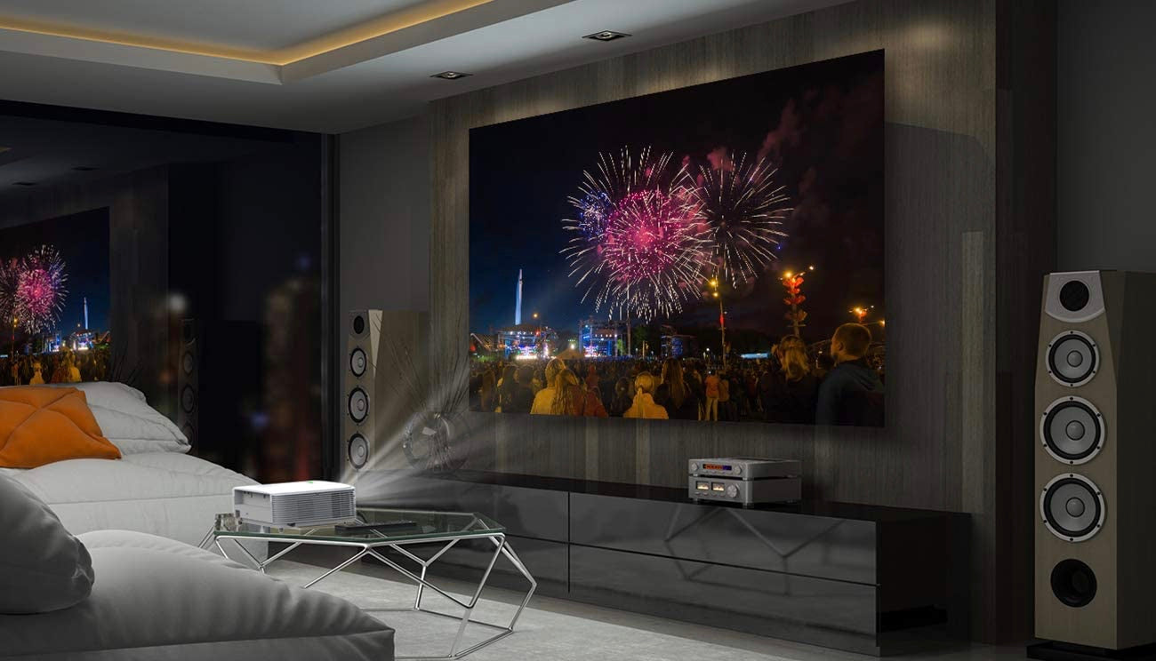 projector in a living room 